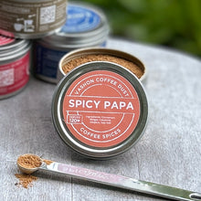 Load image into Gallery viewer, Spicy Papa Coffee Dust tin with spoon