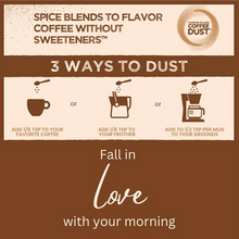 Load image into Gallery viewer, 3 ways to use Coffee Dust: add to coffee, froth with milk, add to grounds