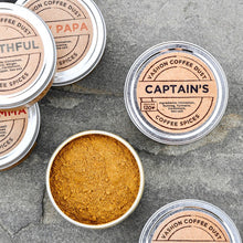 Load image into Gallery viewer, Captain&#39;s Coffee Dust tin - coffee spices - cinnamon, nutmeg, turmeric, cardamom
