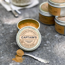 Load image into Gallery viewer, tin of Captain&#39;s Coffee Dust - most popular flavor
