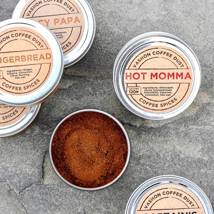Hot Momma Coffee Dust tin - cocoa, cayenne, cinnamon, sea salt